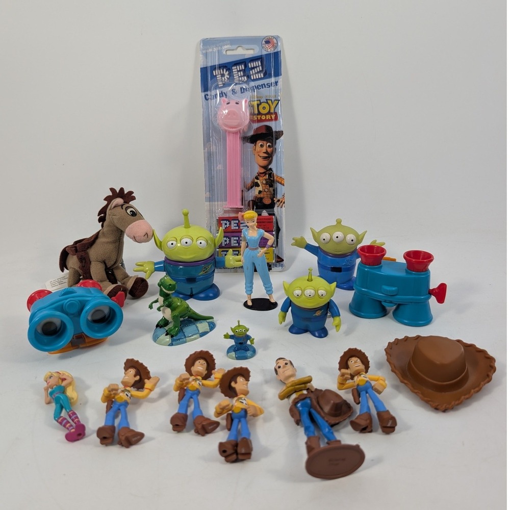 Lot of 17 Disney Pixar Toy Story Figure Woody Bullseye Bo Peep Aliens Pez